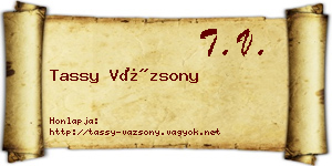 Tassy Vázsony névjegykártya